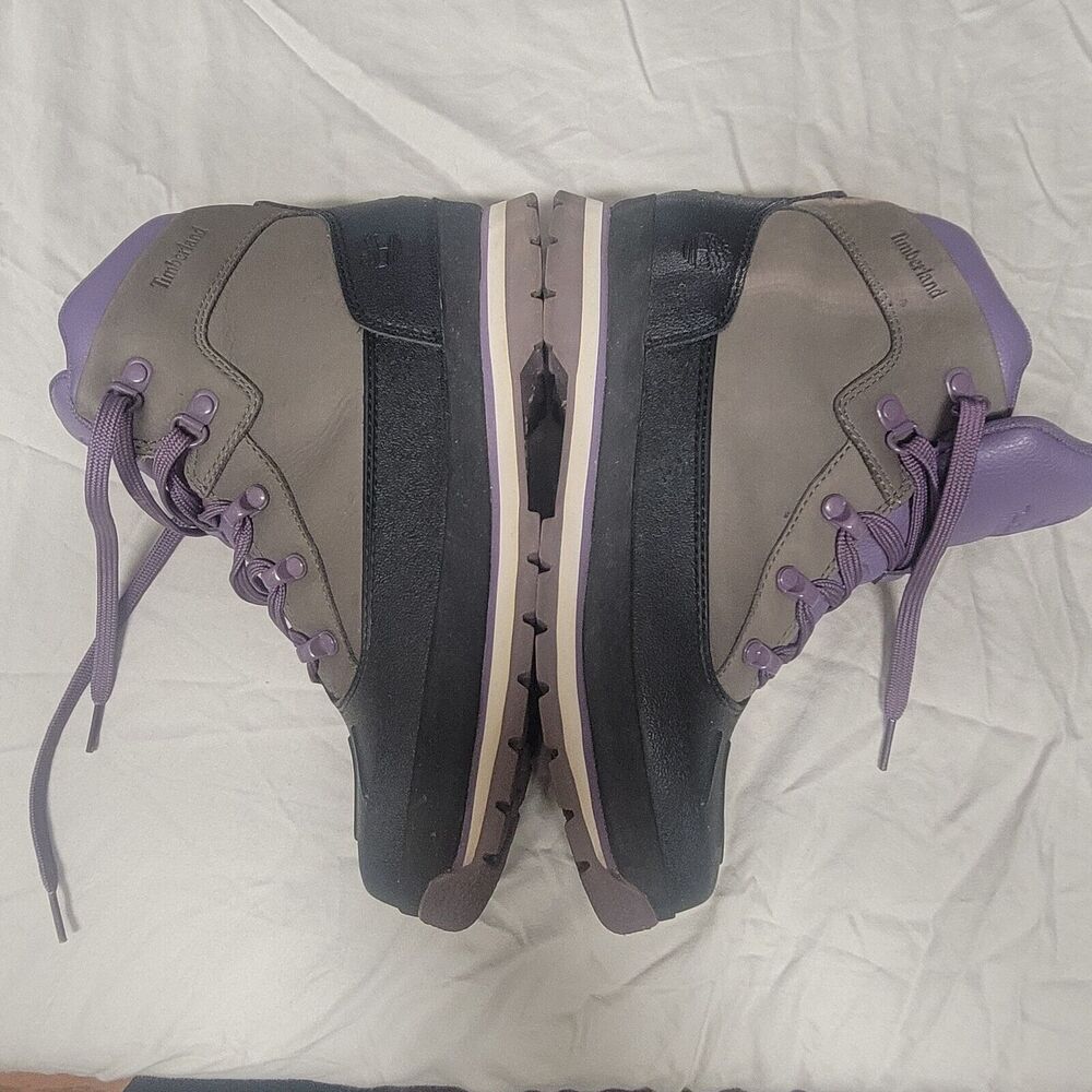 Timberland Kids Gray and Purple Lace-Up Boots